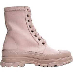 Free People Camp Out Canvas Lace Up Combat Boots Dove Gray Women's Size 38 NWOB